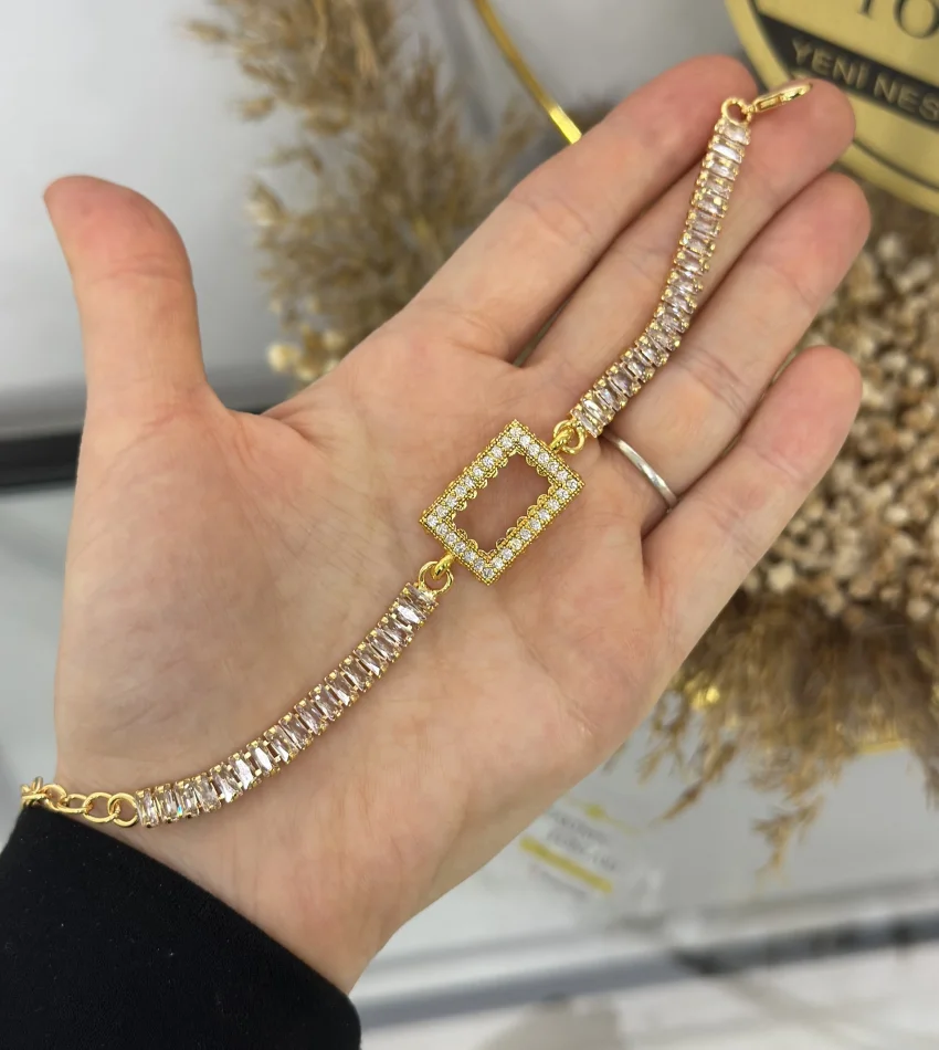 Gram Bileklik Dikdörtgen Kristal Baget Bileklik