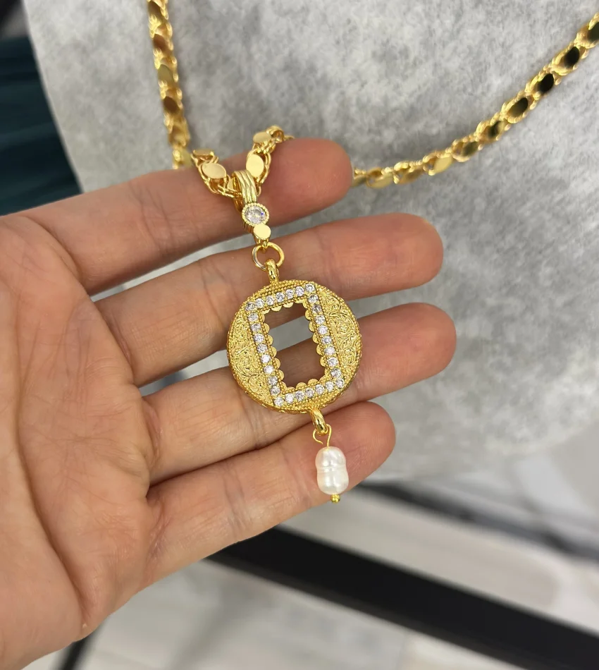 Yuvarlak Gram Altınlık Doğal İncili Arpa Kolye (60 cm)