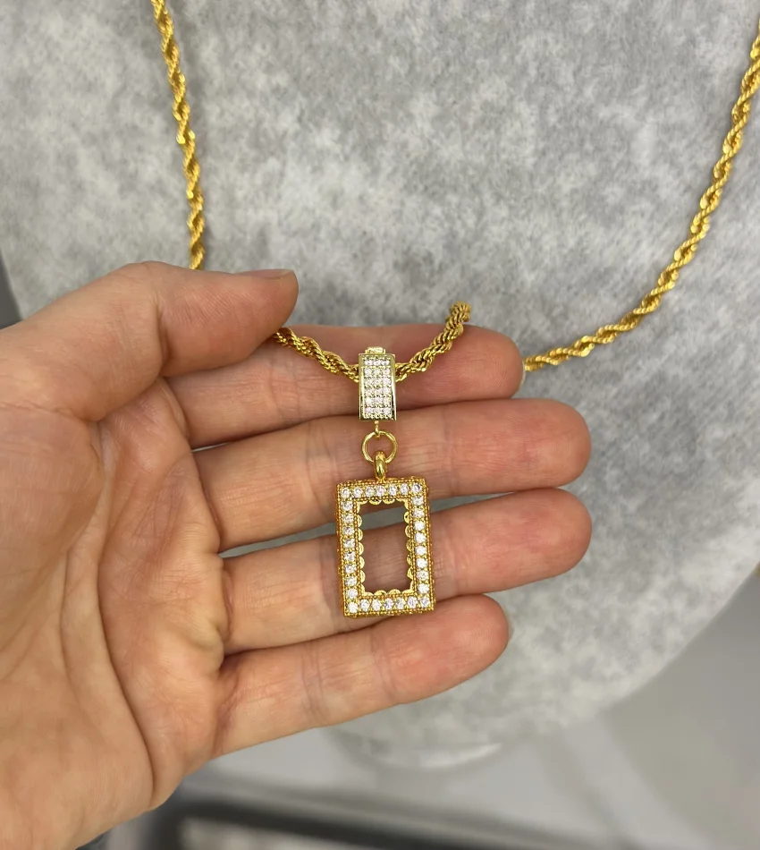 Dikdörtgen Gram Altınlık Burgu Kolye (60 cm)