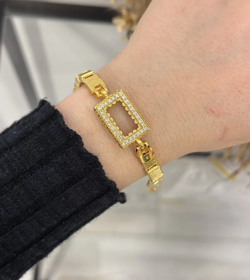 Dikdörtgen Gram Altınlık Küp Zincir Bileklik