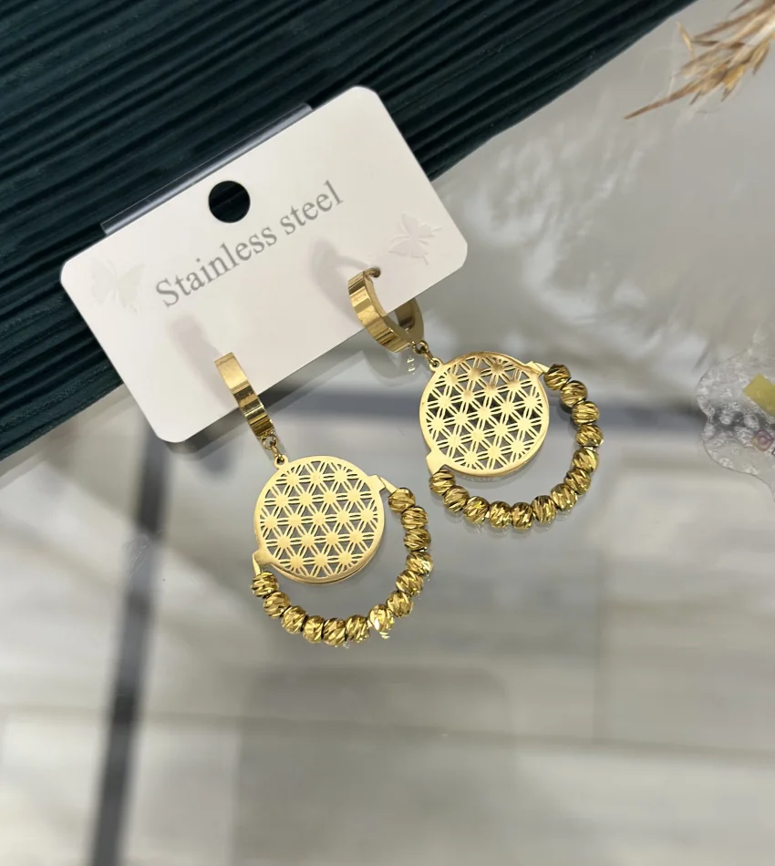 Çelik Dorikali Yaşam Çiçeği Küpe