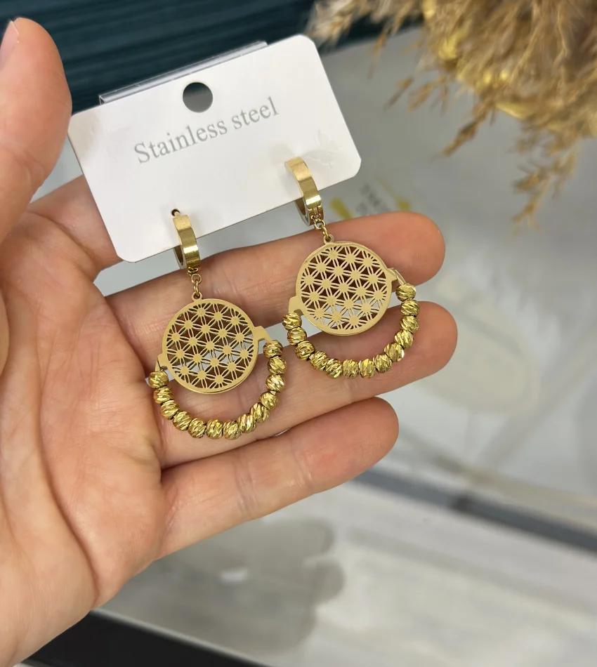 Çelik Dorikali Yaşam Çiçeği Küpe