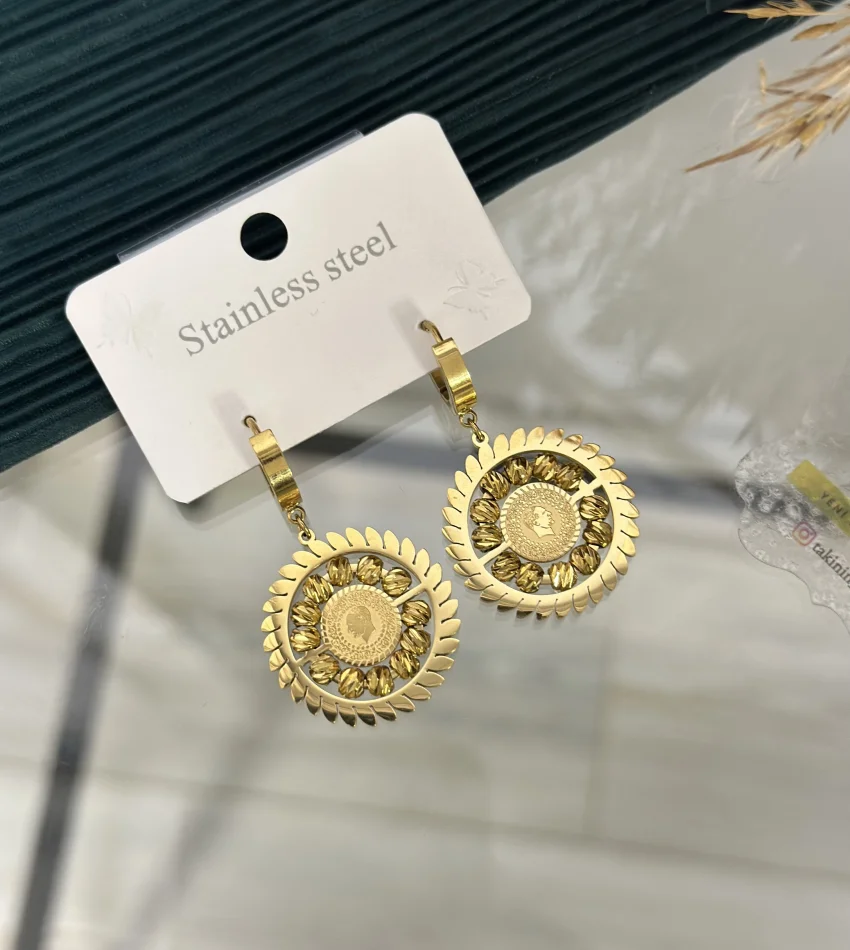 Çelik Dorikali Buğday Model Çeyrekli Küpe