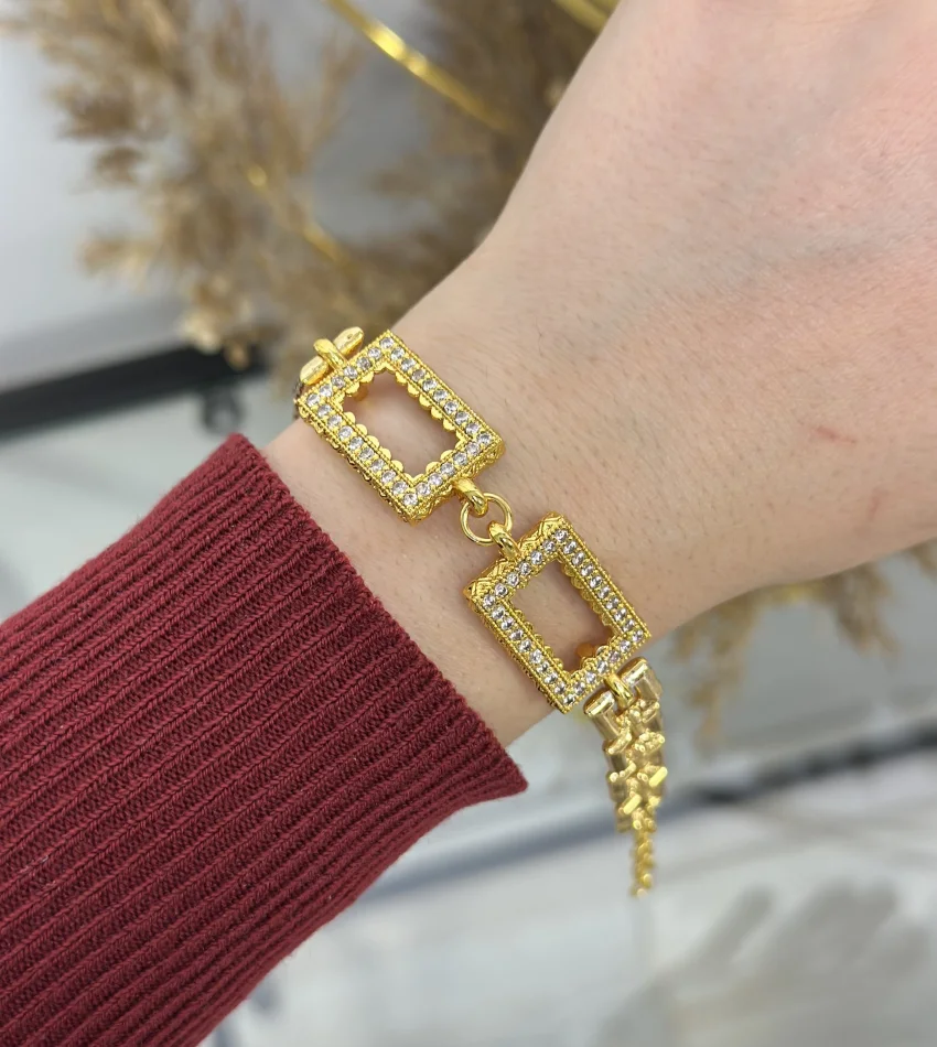 İki Gram Altınlık Kare Zincili Bileklik (16+5 cm)
