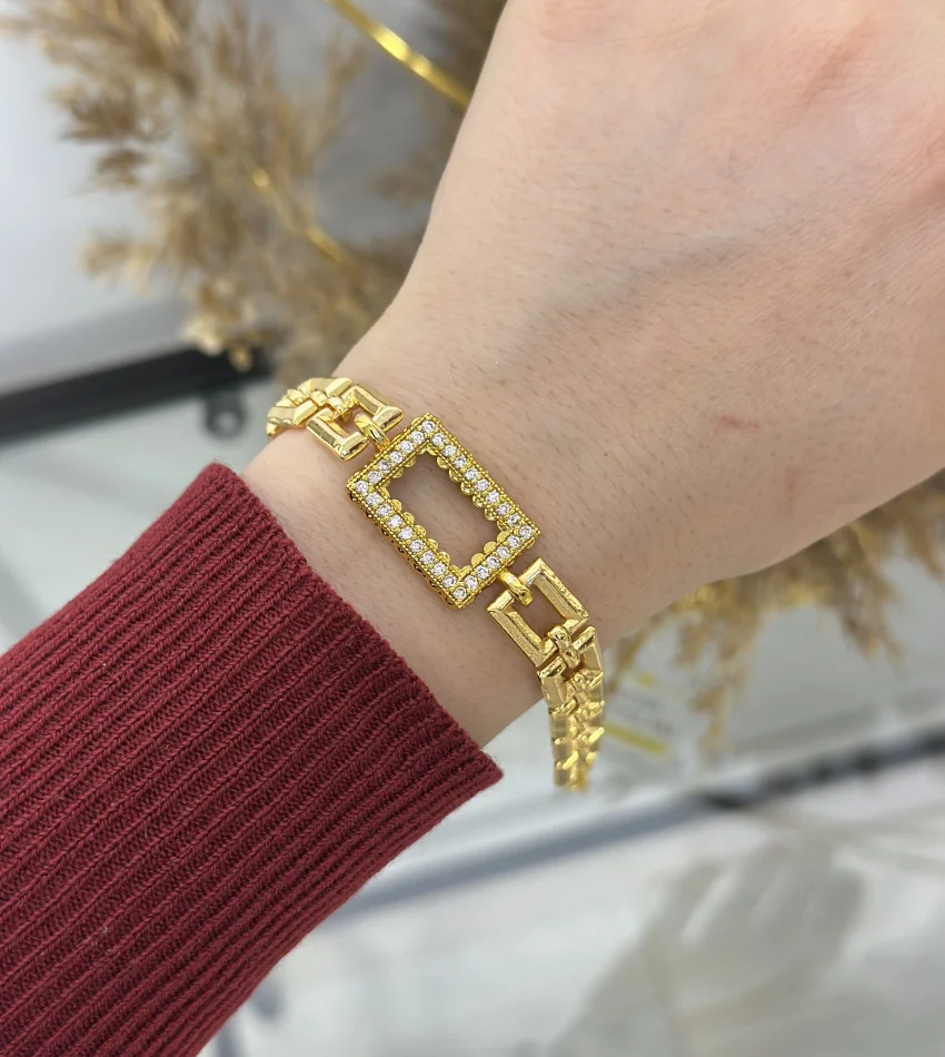 Gram Altınlık Kare Zincirli Bileklik (16+5 cm)