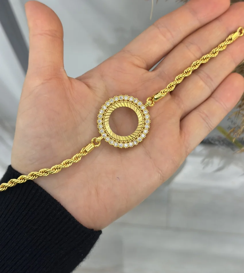 Çeyreklik Taşlı Burgu Bileklik