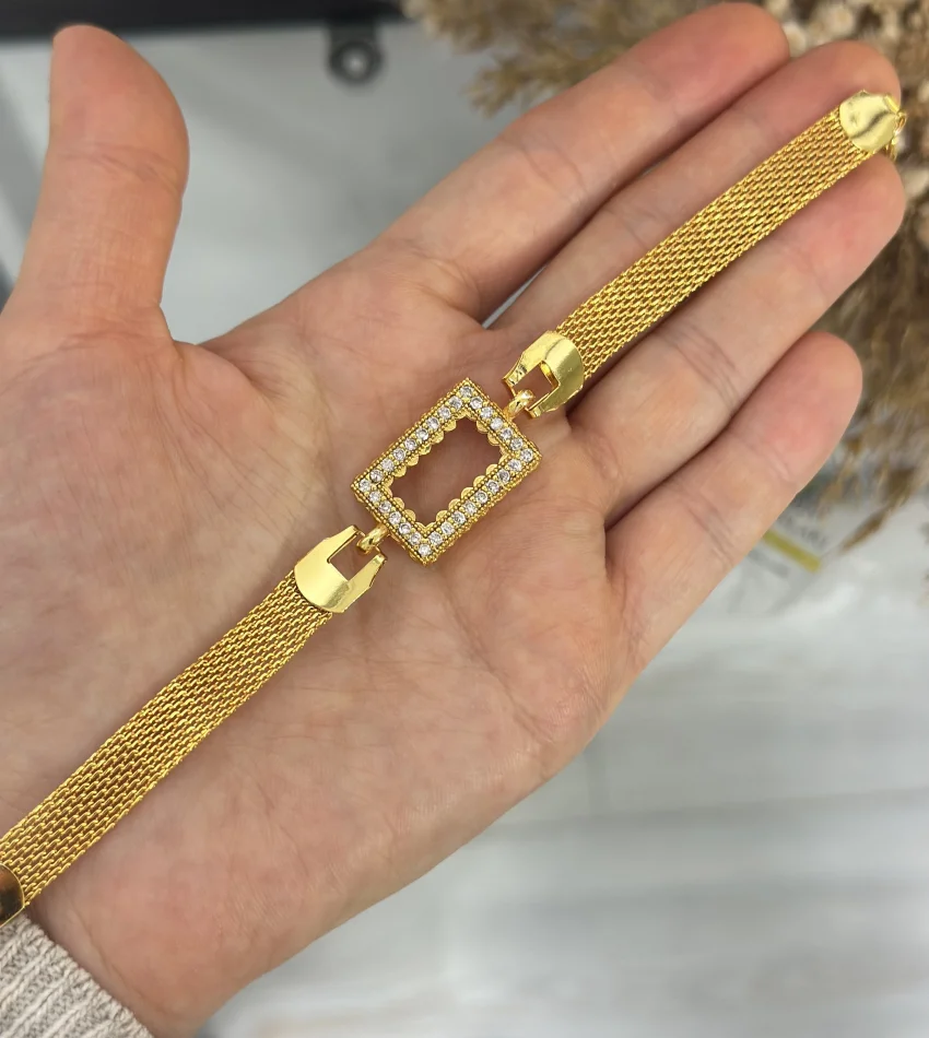 Gram Altınlık Dikdörtgen Hasır Bileklik