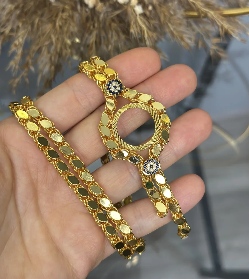 Çeyreklik Sarkaç Model Nazarlı Arpa Kolye (58 cm)