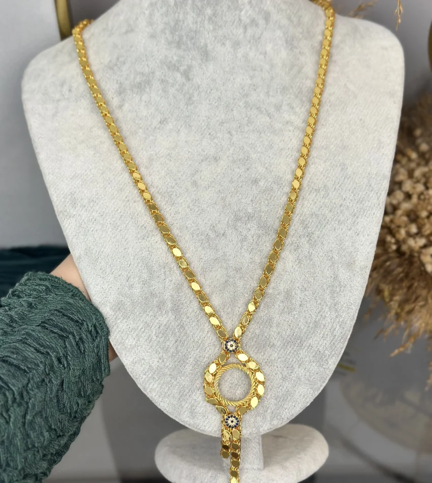 Çeyreklik Sarkaç Model Nazarlı Arpa Kolye (58 cm)