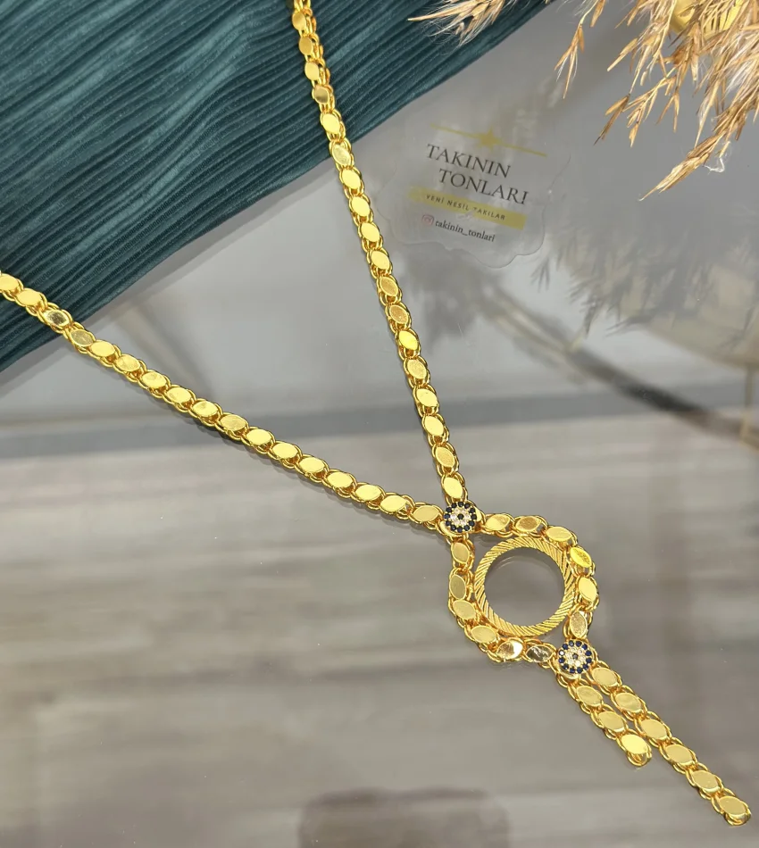 Çeyreklik Sarkaç Model Nazarlı Arpa Kolye (58 cm)