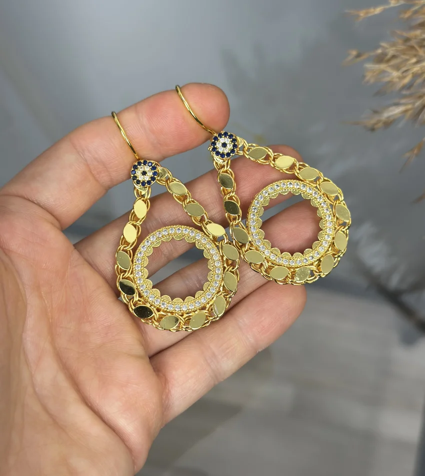 Çeyreklik Nazarlı Arpa Küpe