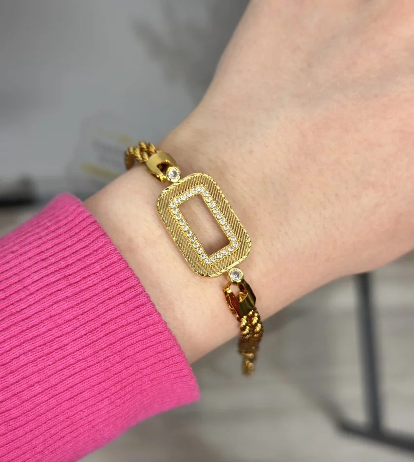 Gramlık Hasır Çerçeveli Çift Sıra Burgu Bileklik (17+4 cm)