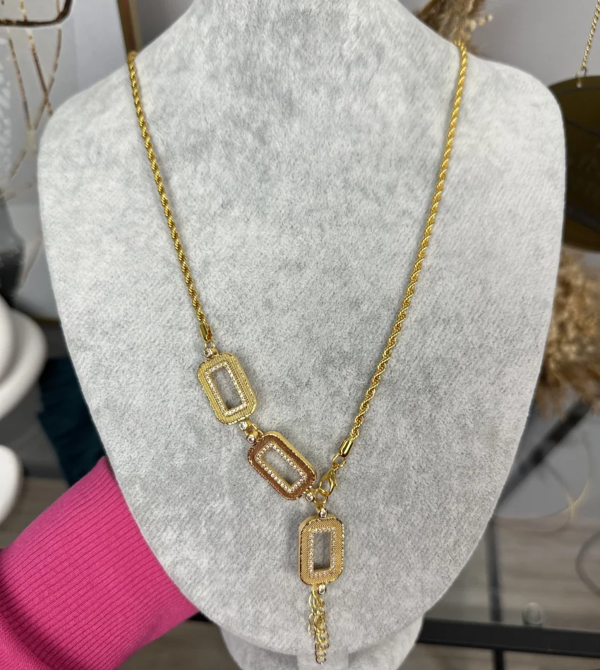 Üç Gramlık Hasır Çerçeveli Burgu Kolye (70 cm)