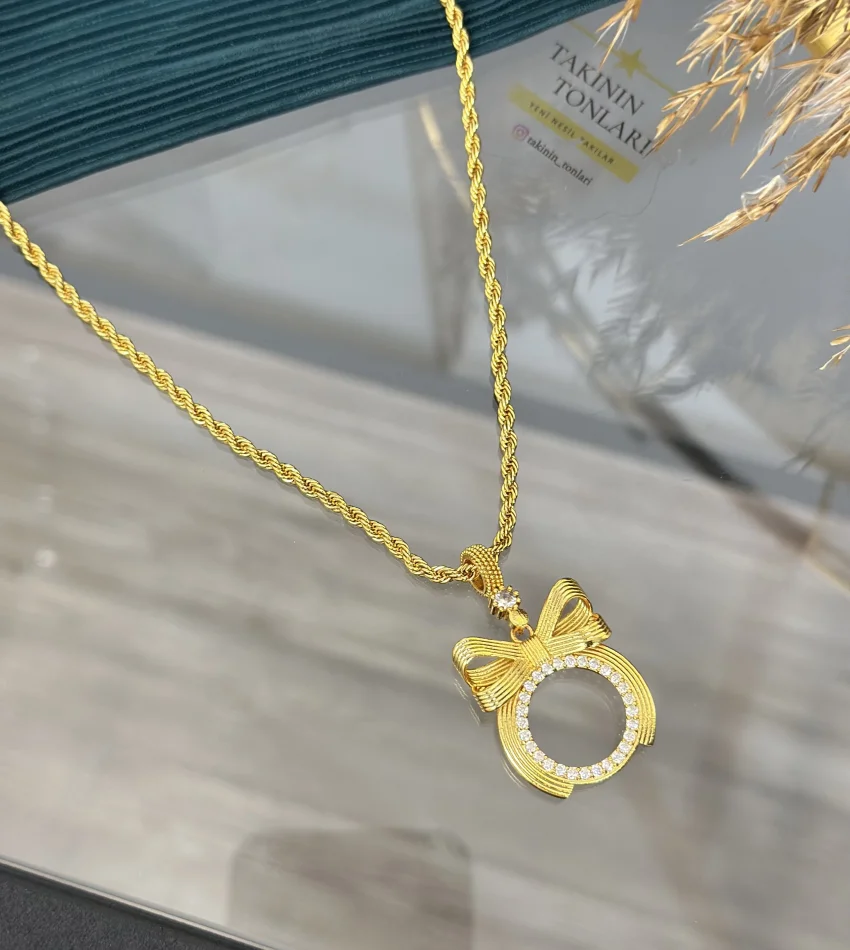 Çeyrek Kasalı Burgu Zincirli Fiyonk Kolye (60 cm)