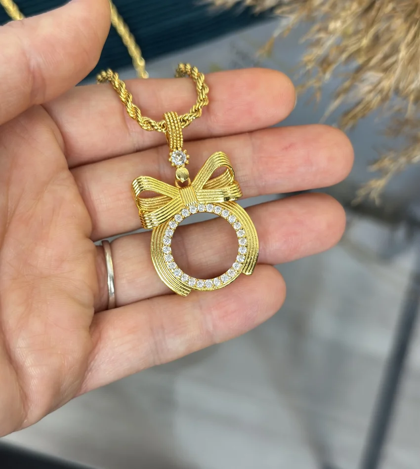 Çeyrek Kasalı Burgu Zincirli Fiyonk Kolye (60 cm)