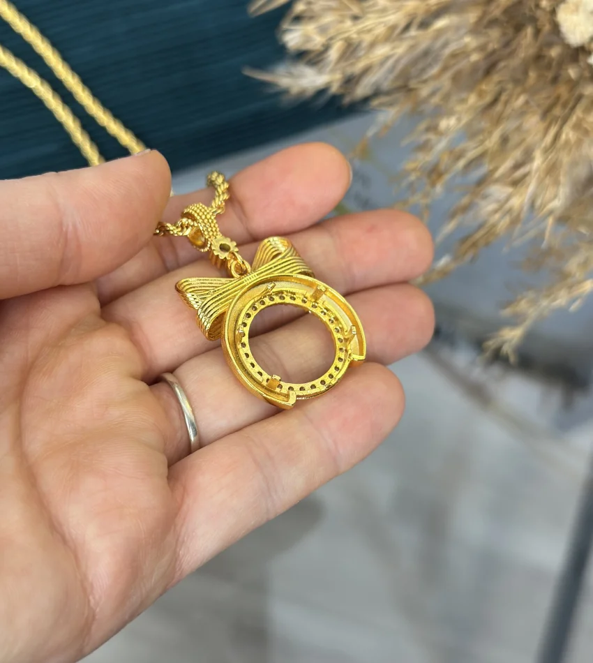 Çeyrek Kasalı Burgu Zincirli Fiyonk Kolye (60 cm)