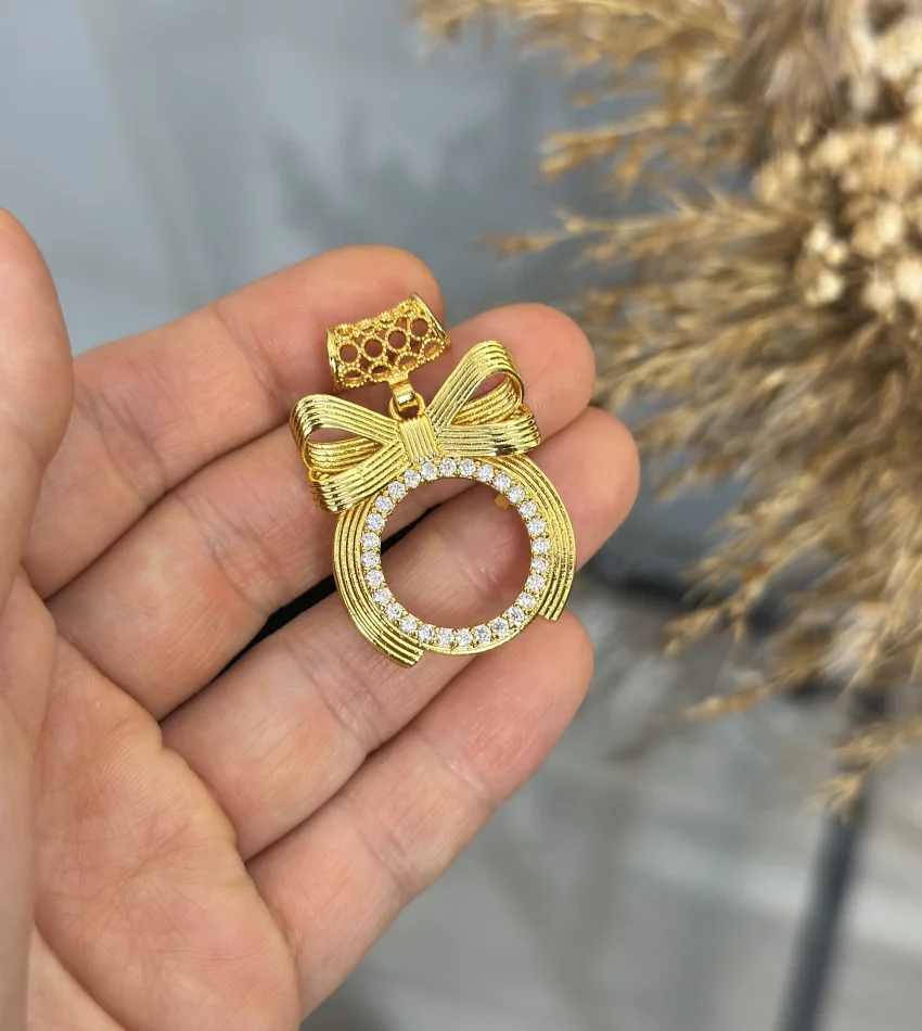 Çeyreklik Çerçeveli Hasır Kulp Fiyonk Kolye Ucu