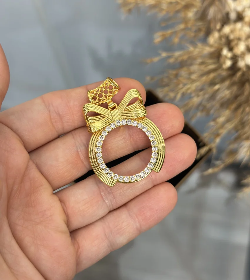 Yarım Altınlık Hasır Kulplu Fiyonk Kolye Ucu