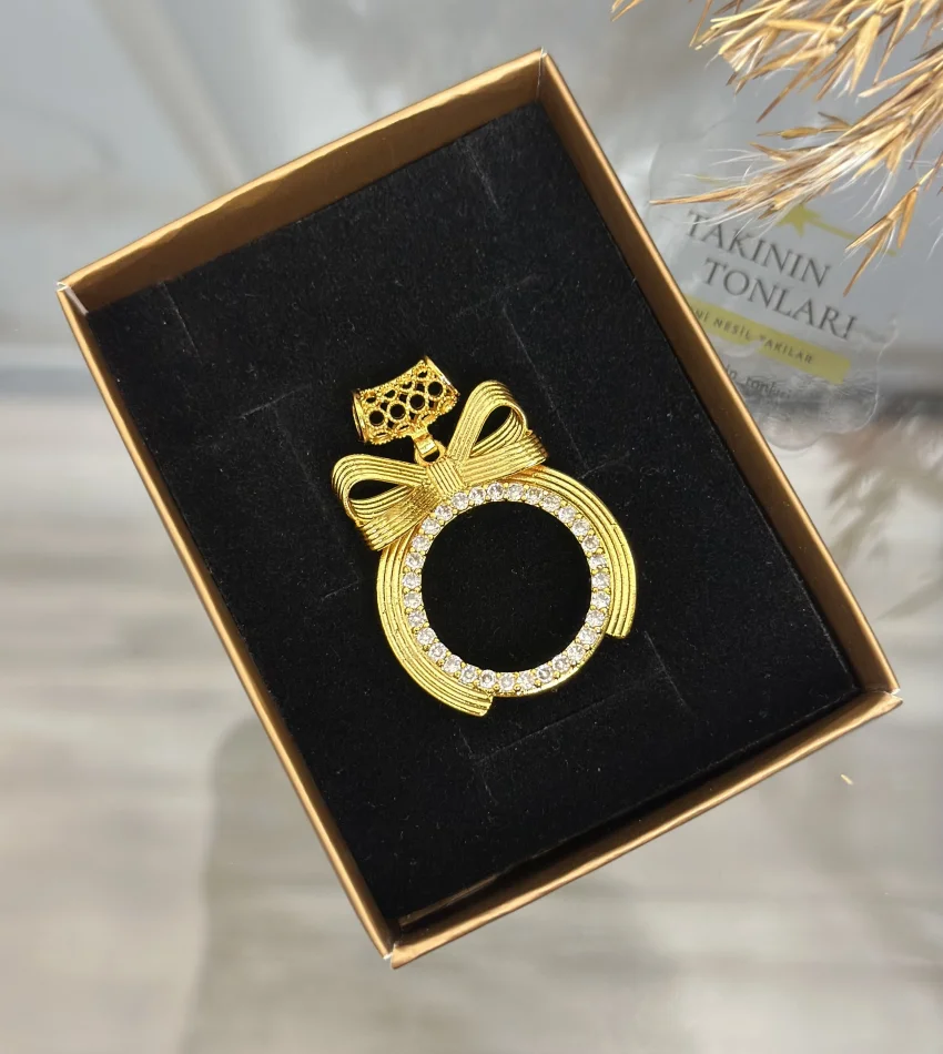 Yarım Altınlık Hasır Kulplu Fiyonk Kolye Ucu