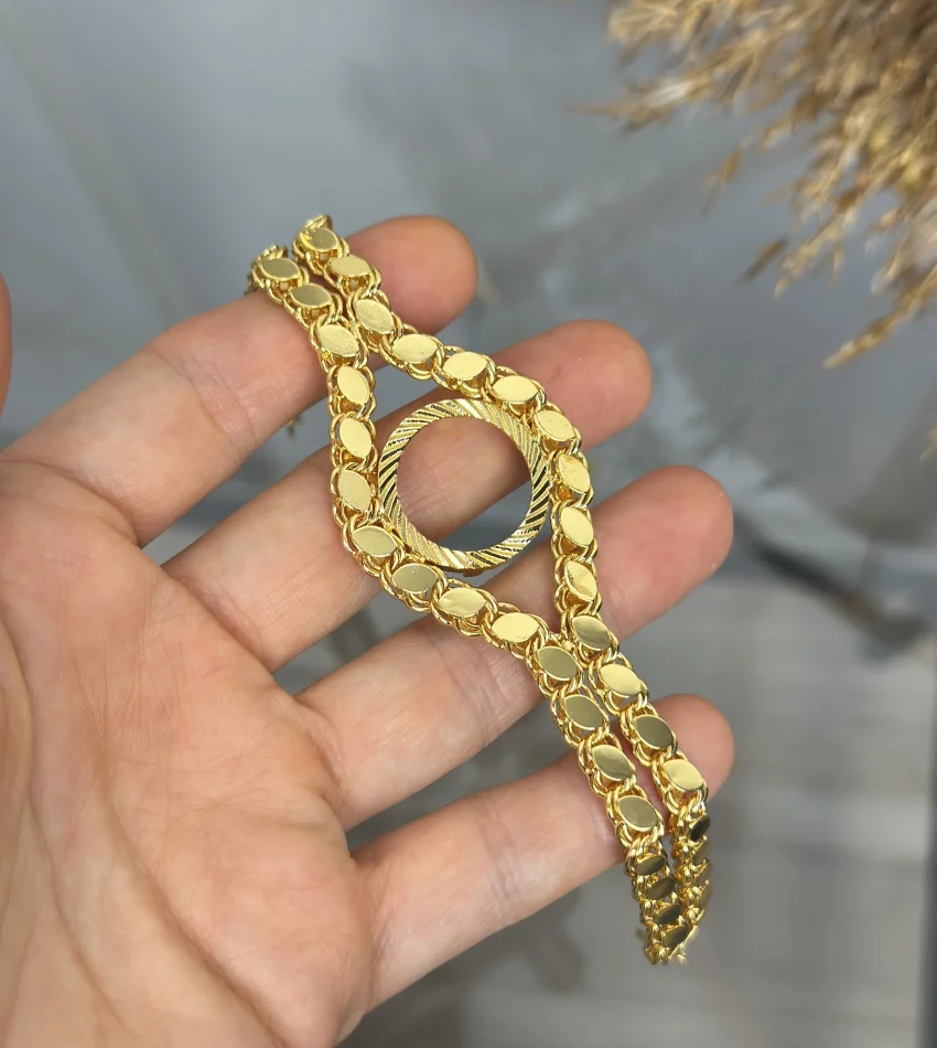 Çeyreklik Taşsız Çift Sıra Sade Arpa Bileklik (16+3 cm)