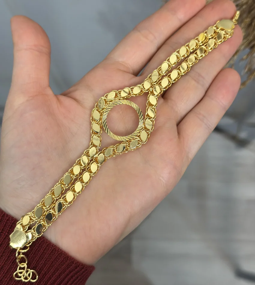 Çeyreklik Taşsız Çift Sıra Sade Arpa Bileklik (16+3 cm)