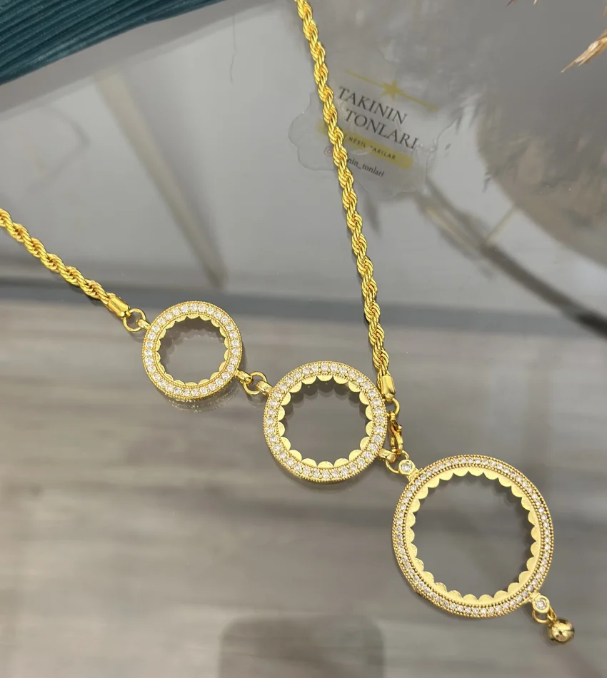 Çeyrek,Yarım ve Tam Altınlık Y Kolye (70 cm )