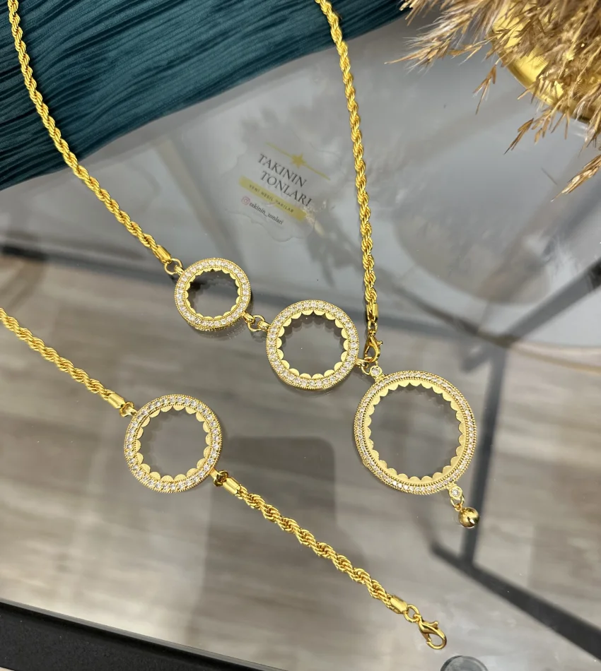 Çeyrek,Yarım ve Tam Altınlık Y Kolye-Yarımlık Bileklik Kombini