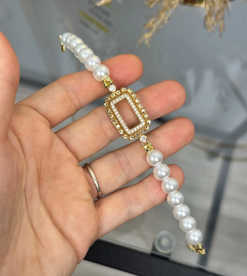 Gram Altınlık Kilpsli İncili  Bileklik (Seri 2)