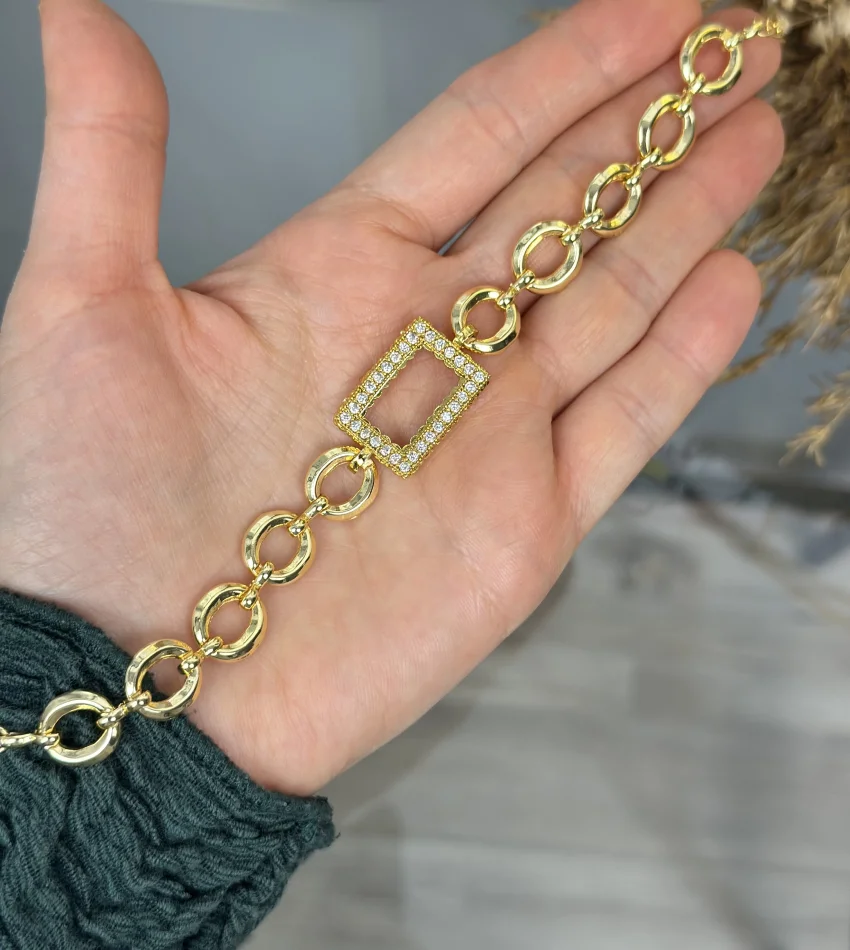 Gram Altınlık Oval Zincirli Bileklik (18+2 cm)