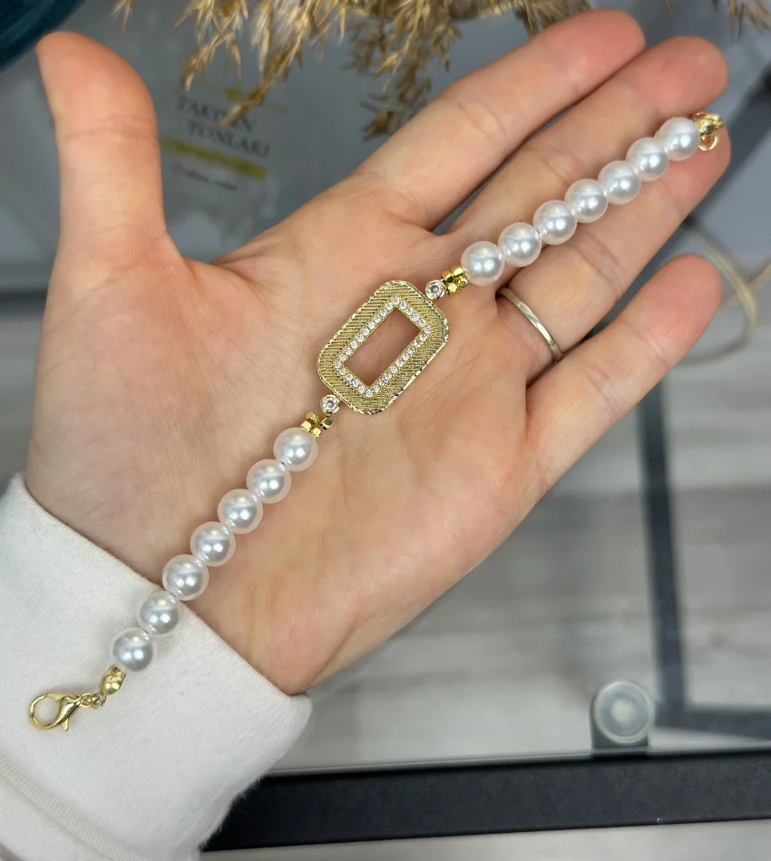 Gram Altınlık Hasır Çerçeveli İncili Set