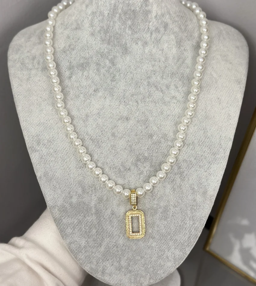 Gram Altınlık Hasır Çerçeveli İncili Set