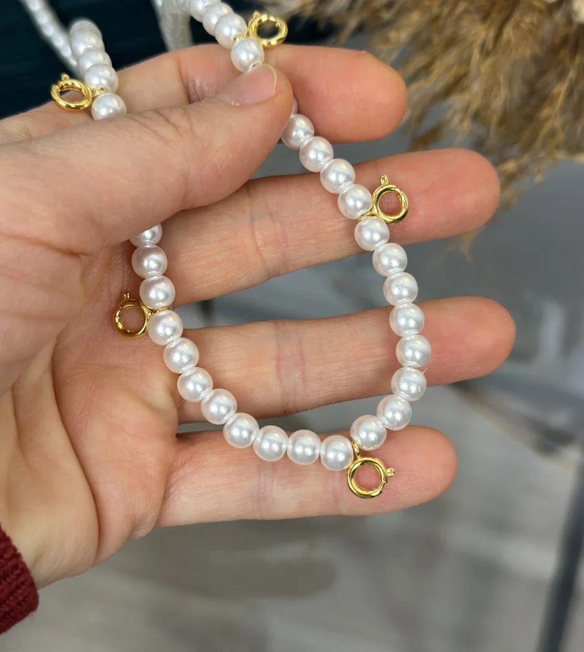 Beşi Bir Yerde Klipsli İncili Kolye (60 cm)