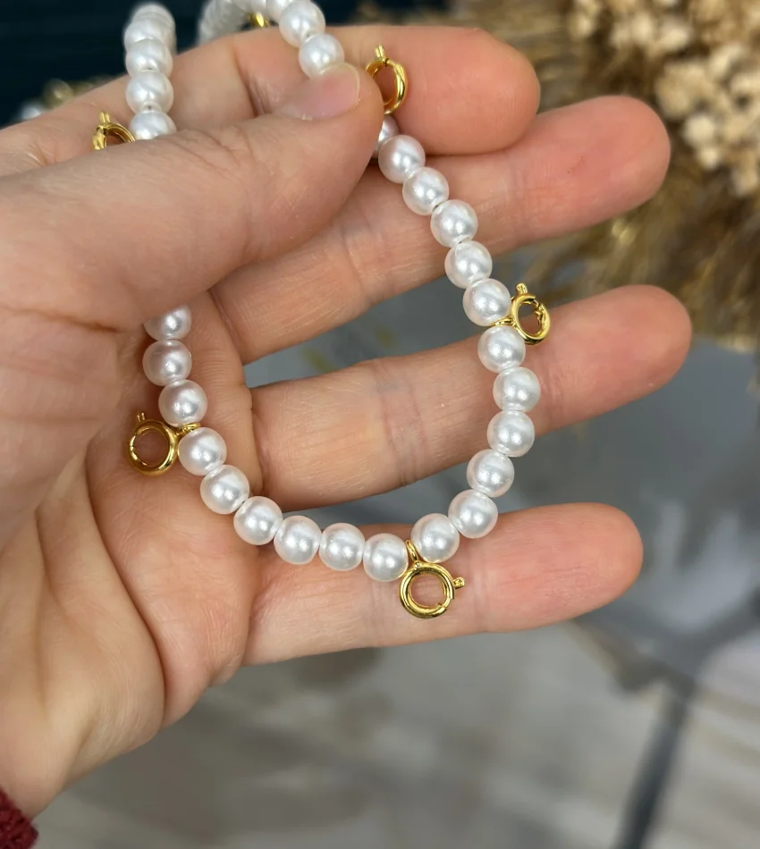 Yedisi Bir Yerde Klipsli İncili Kolye (60 cm)