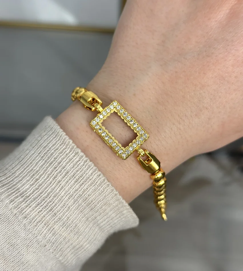 Gram Altınlık Dikdörtgen Topçuklu Bileklik