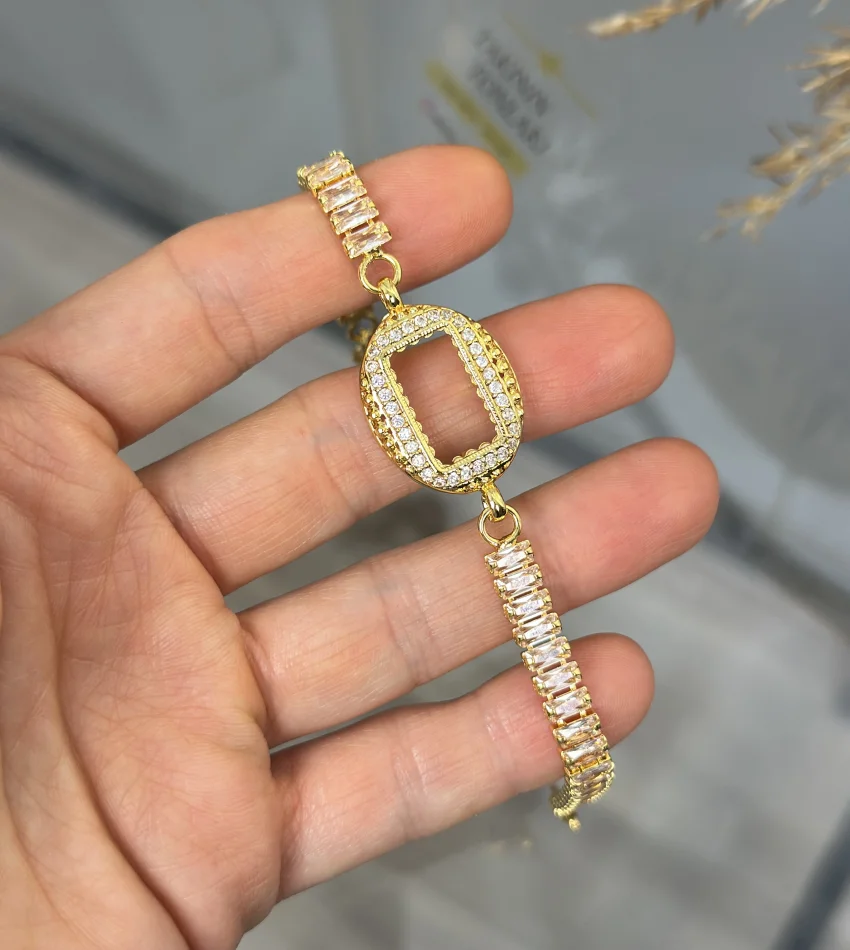 Oval Gramlik Kristal Baget Bileklik (17+3 cm)