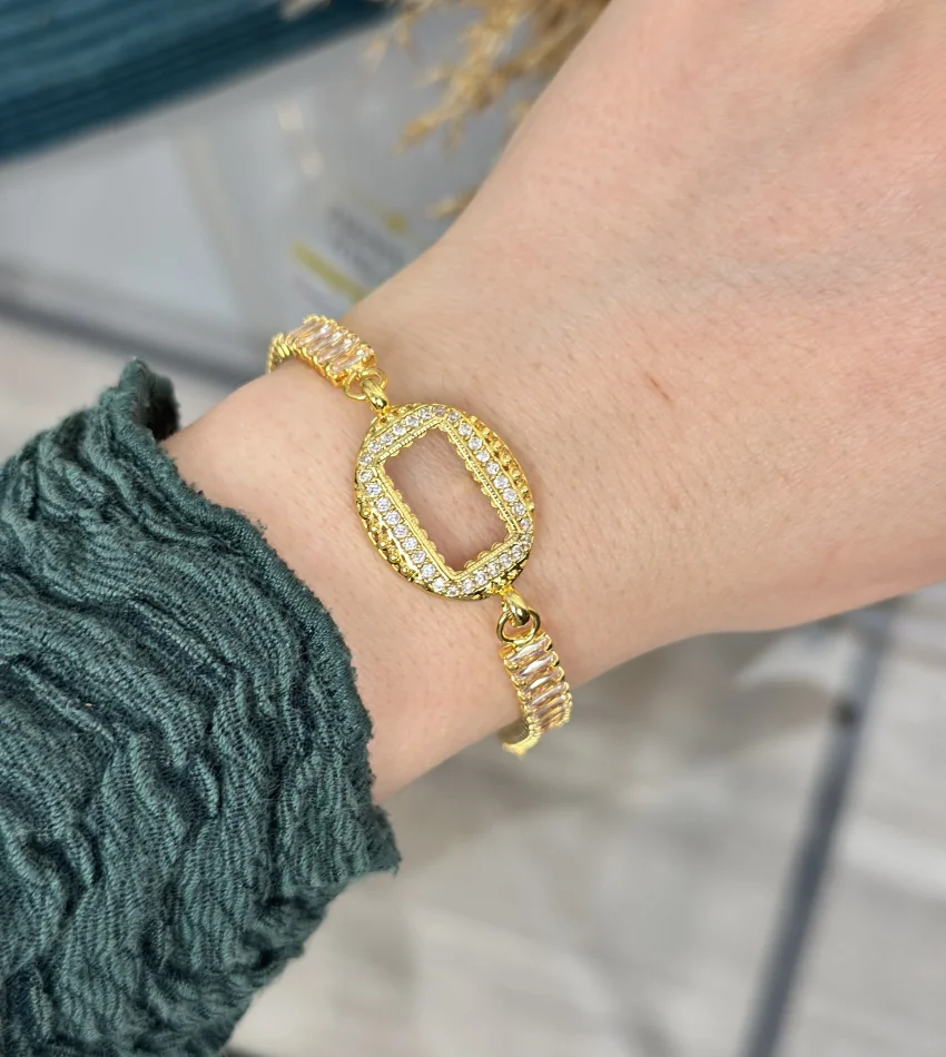 Oval Gramlik Kristal Baget Bileklik (17+3 cm)