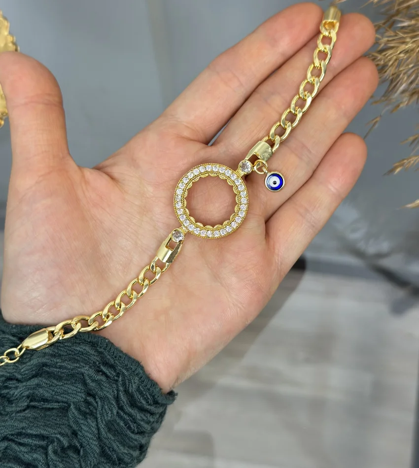 Çeyreklik Nazarlı Zincir Bileklik