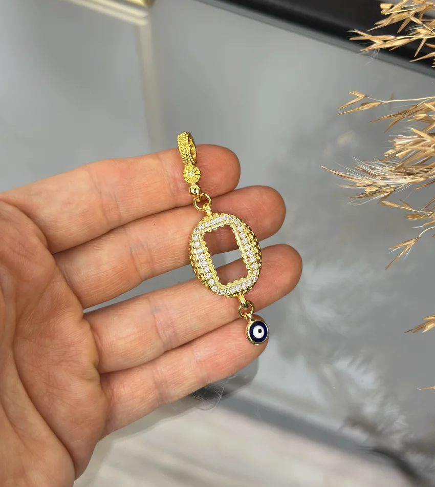 Oval Gramlık Nazarlı Kolye Ucu
