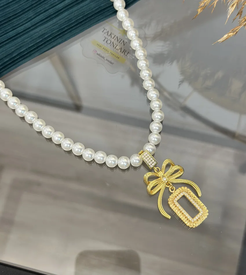 Gram Altınlık İncili Fiyonk Kolye (50 cm)