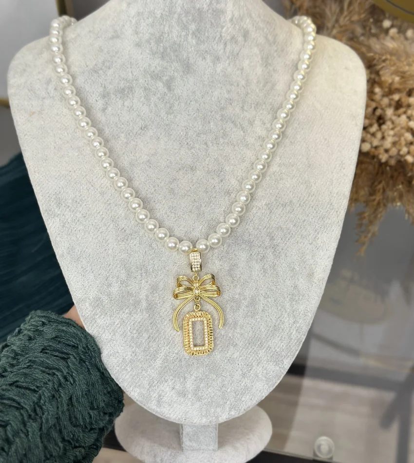 Gram Altınlık İncili Fiyonk Kolye (50 cm)