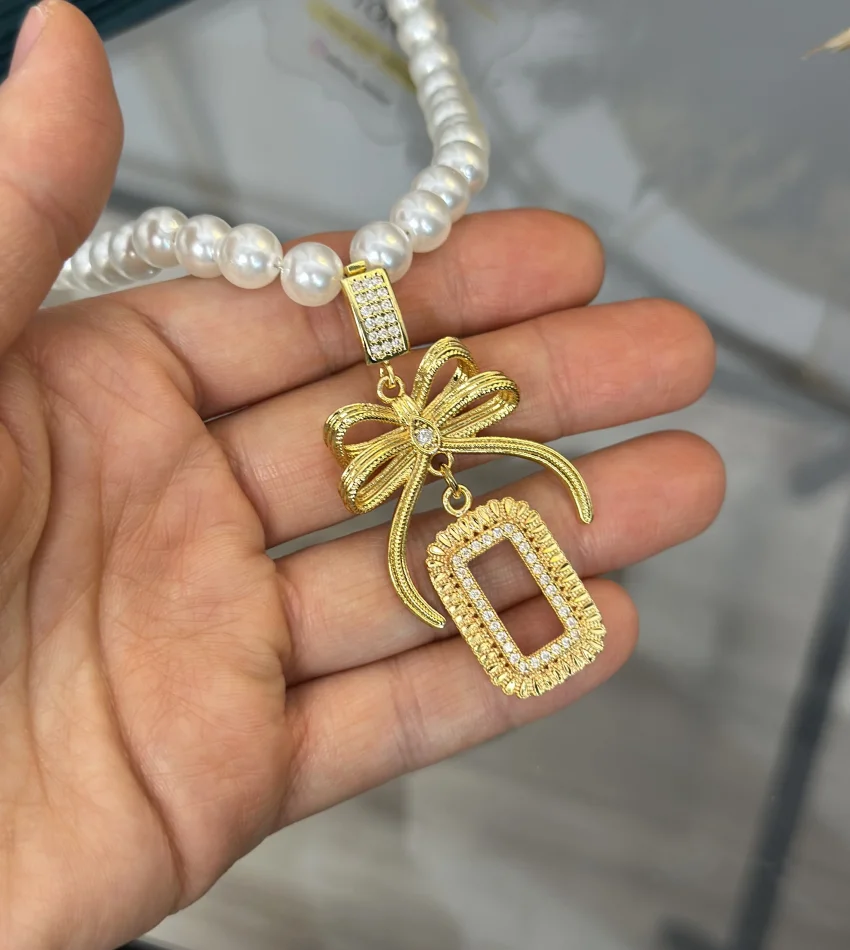 Gram Altınlık İncili Fiyonk Kolye (50 cm)