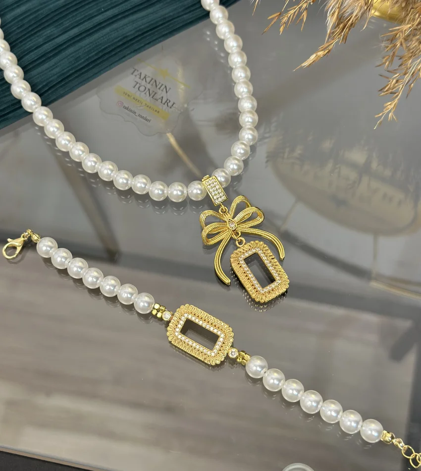 Gram Altınlık İncili Fiyonk Kolye (Seri 4)