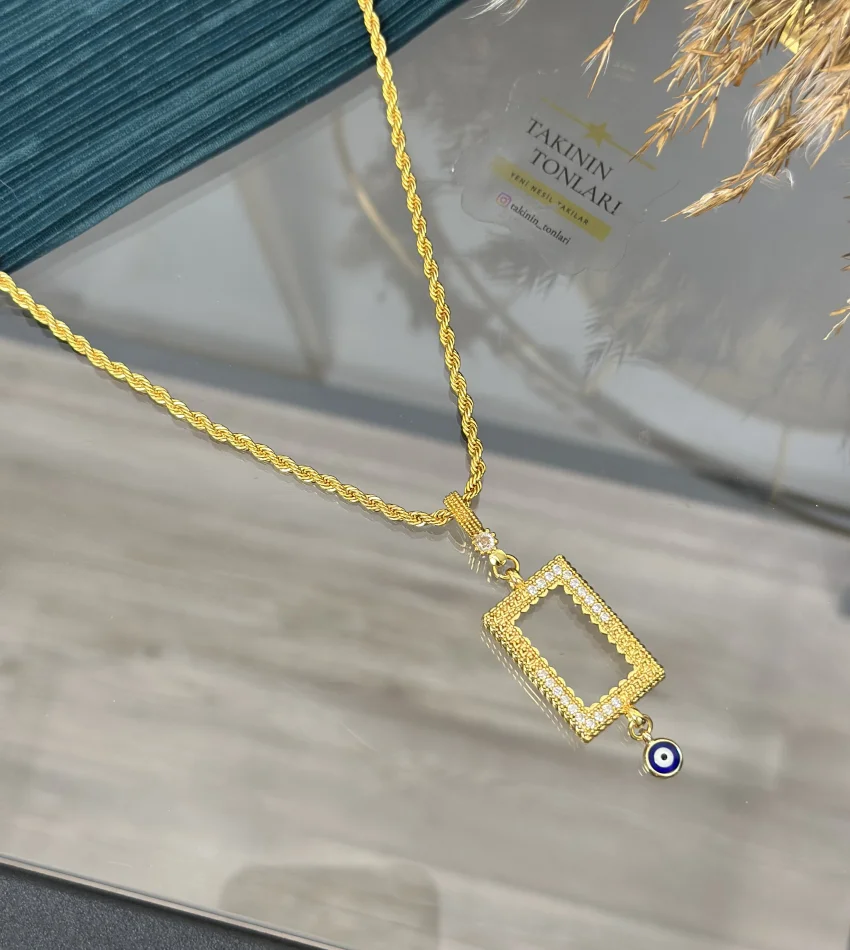 5 Gramlik Yarım Taşlı Burgu Kolye (60 cm)