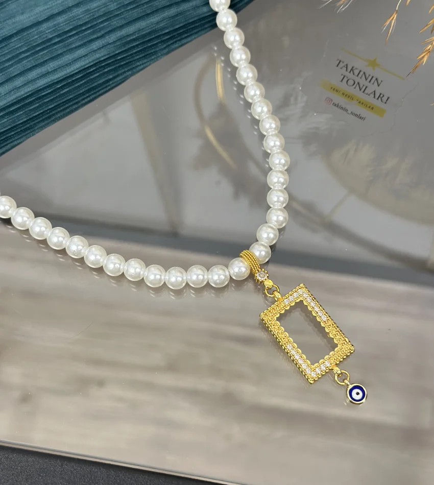 5 Gramlık Yarım Taşlı İnci Kolye (50 cm)
