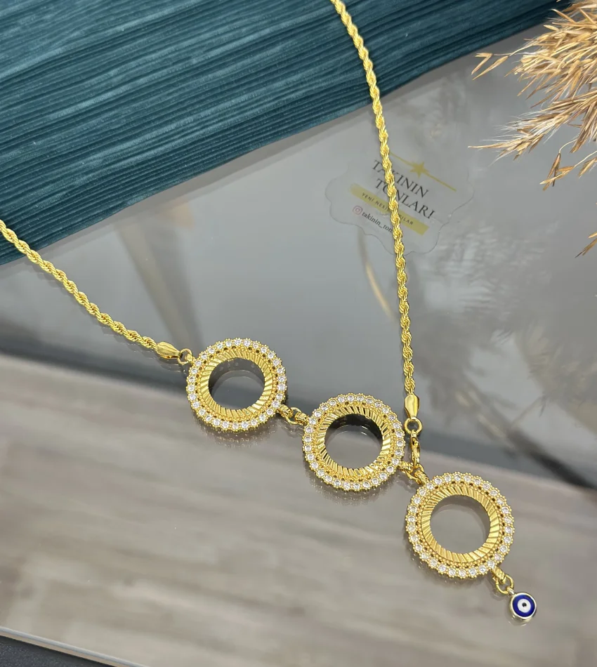 3 Çeyreklik Çiçek Model Y Burgu Kolye (65 cm)