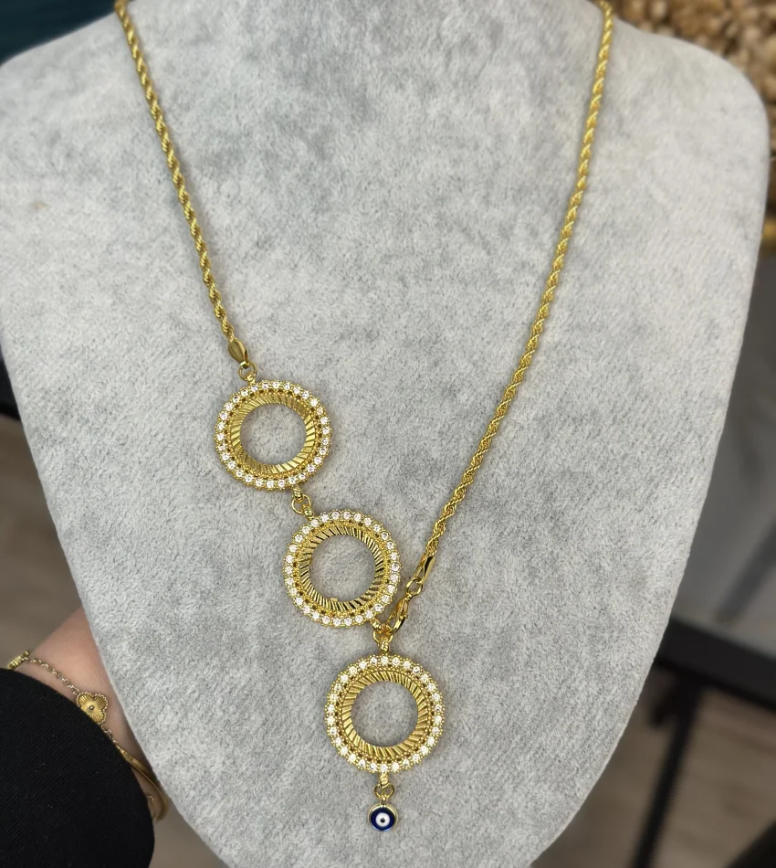 3 Çeyreklik Çiçek Model Y Burgu Kolye (65 cm)