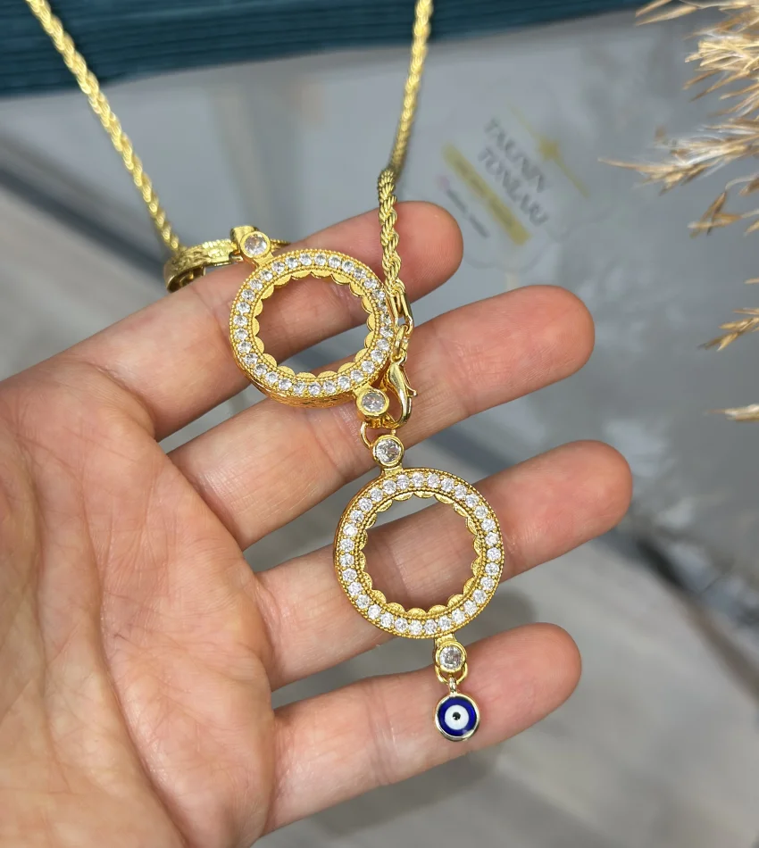 3 Çeyreklik Tek Sıra Taşlı Y Burgu Kolye (65 cm)