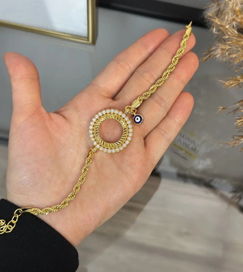 Çeyreklik Çiçek Model Burgu Bileklik (17+3 cm)