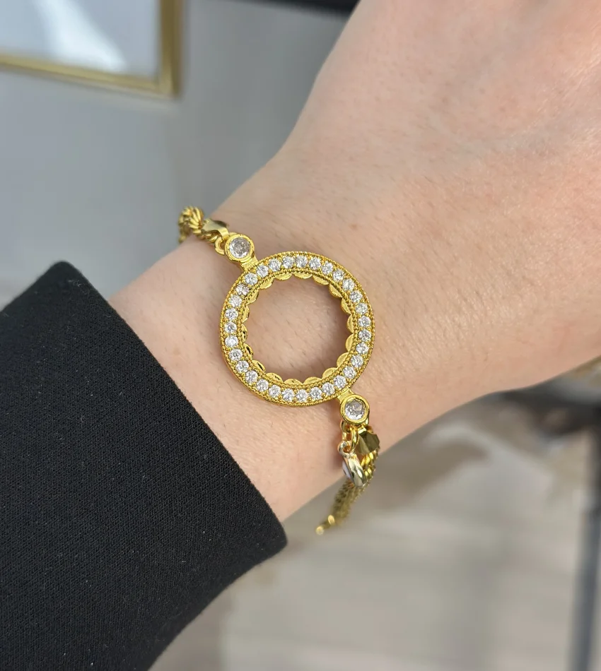 Çeyreklik Tek Sıra Taşlı Burgu Bileklik (17+3 cm)