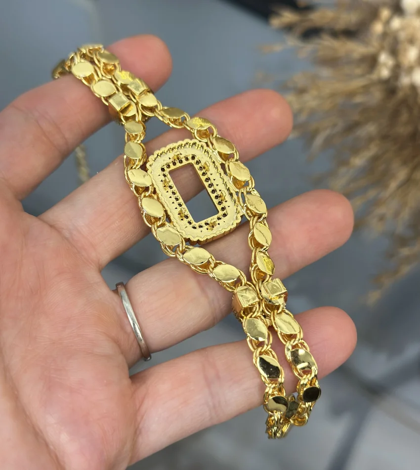 Gram Altınlık Çift Sıra Nazarlı Arpa Bileklik